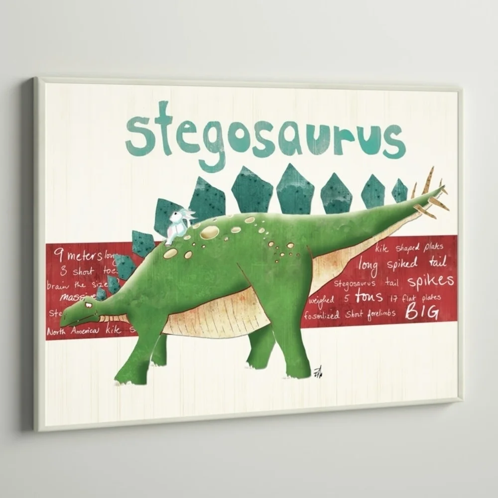 Stupell Industries Kids Room Art Stegosaurus Dinosaurs Wall Plaques Set Of 2